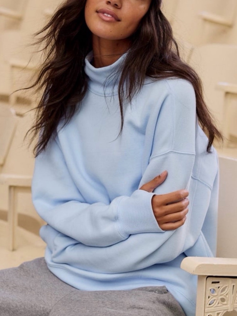 Light Blue OFFLINE By Aerie Cloud Fleece Oversized Mockneck Sweatshirt